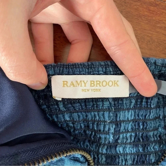 Ramy Brook Darla Pleated Mini Skirt Blue Plaid Zip Up Smocked School Girl XS - Picture 6 of 11